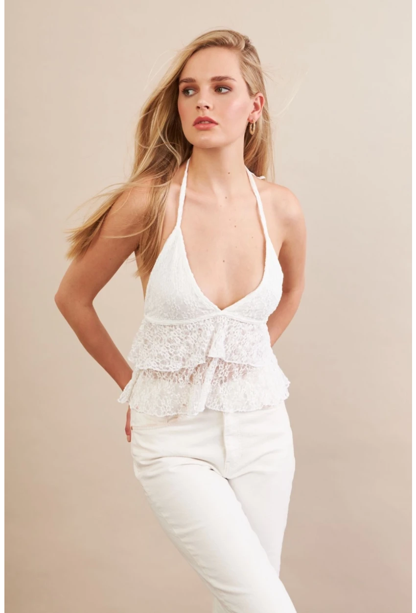 Kadın Beyaz Dantel Bluz ZH324