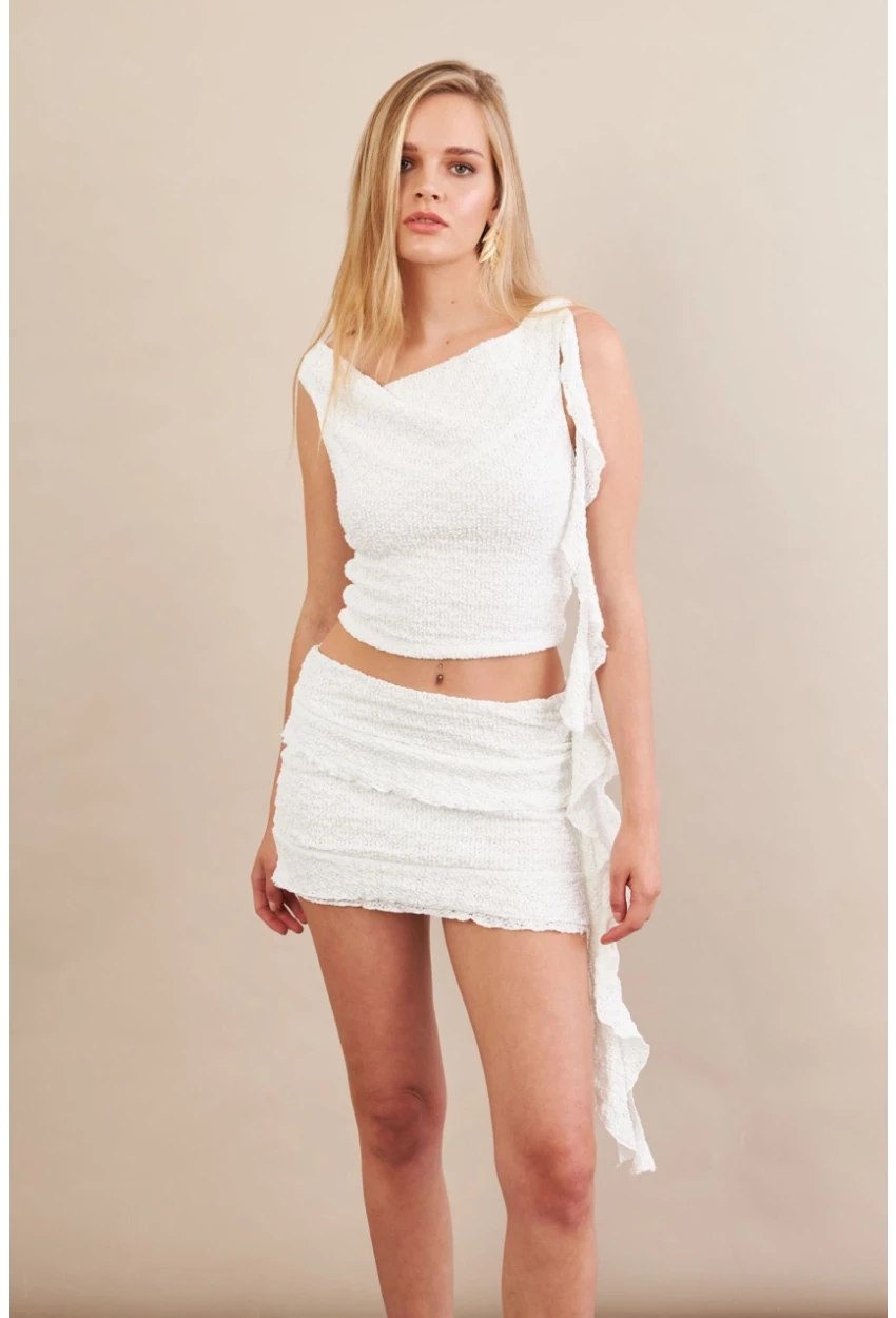 Kadın Beyaz Fırfırlı Dantel Takım EV112