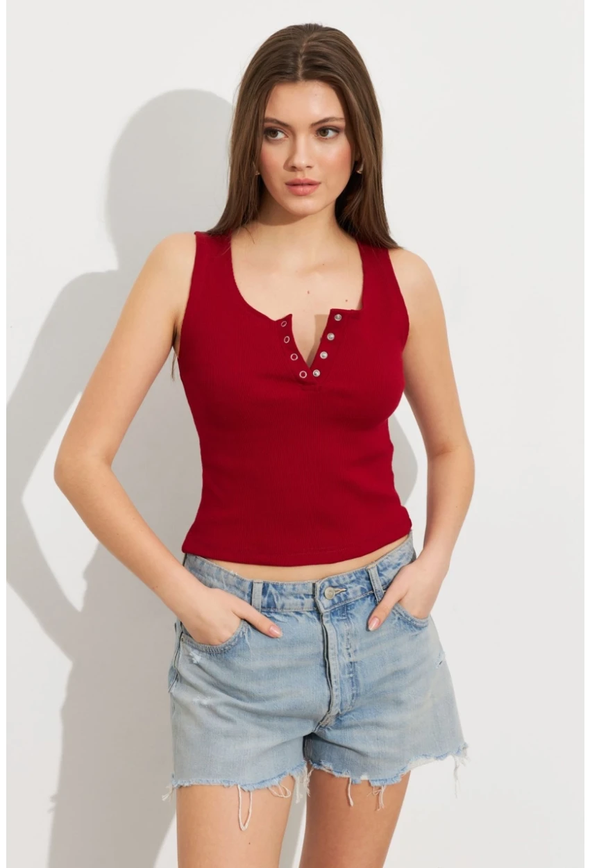 Kadın Bordo Patlı Kaşkorse Bluz MK02