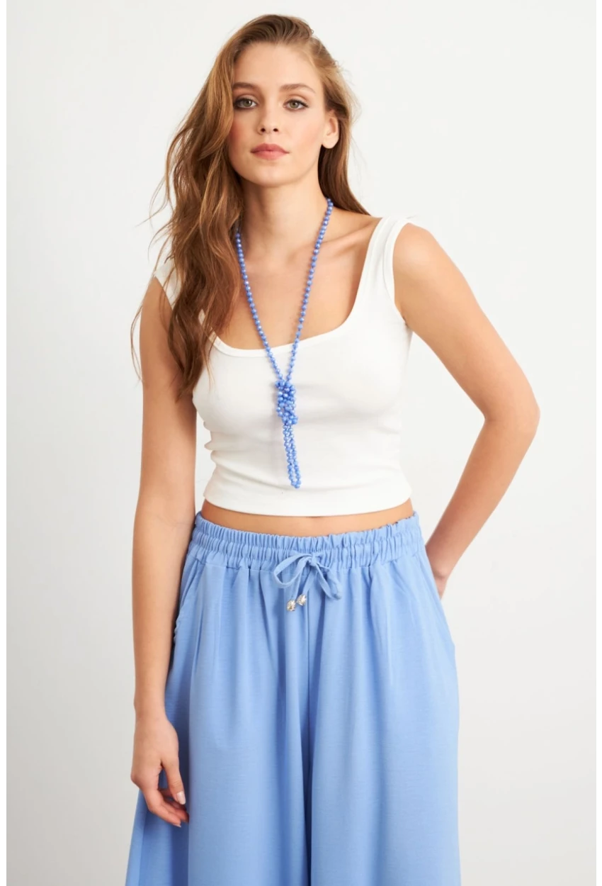 Kadın Ekru Basic Crop Atlet TOP06