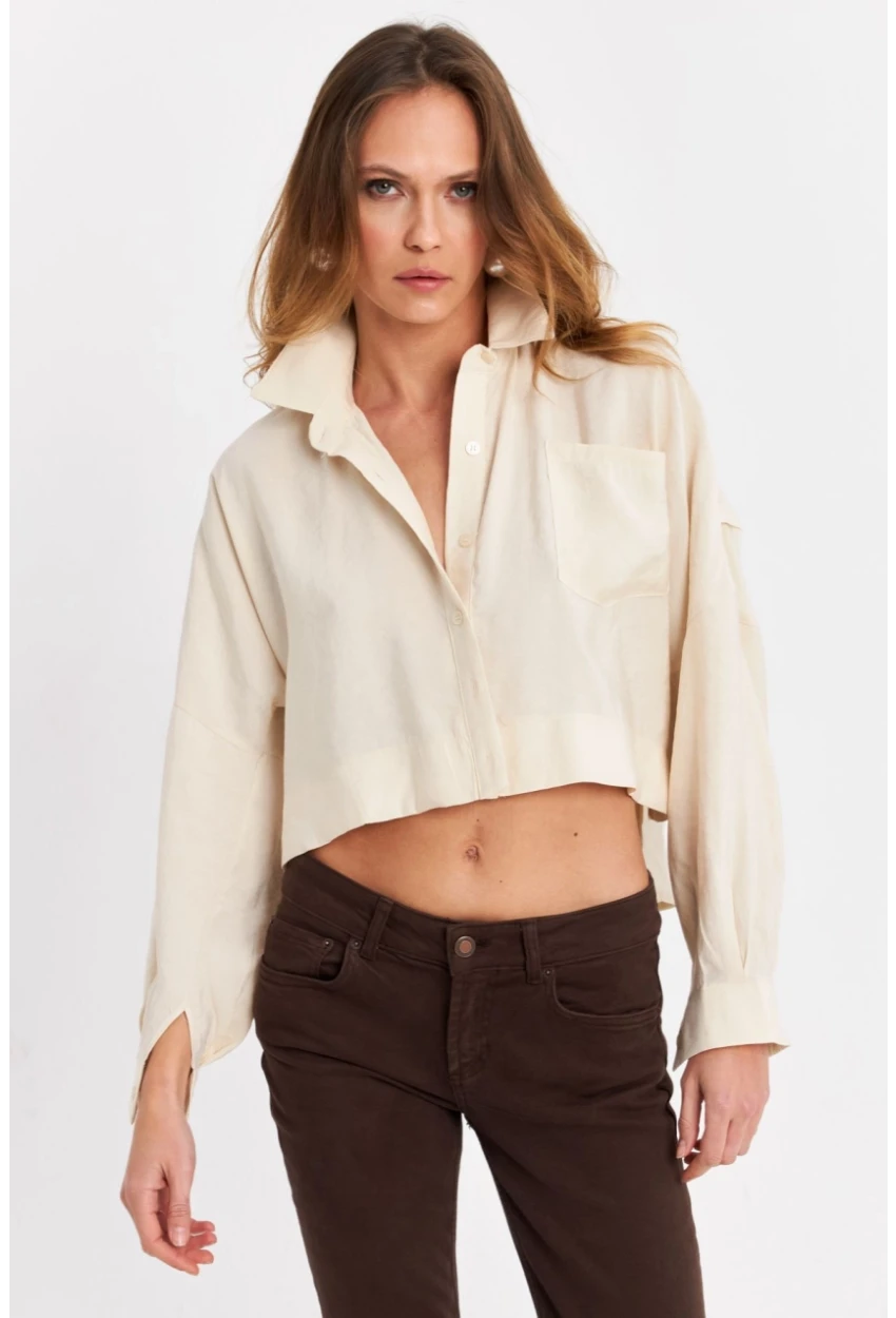 Kadın Ekru Kupra Gömlek SB3061