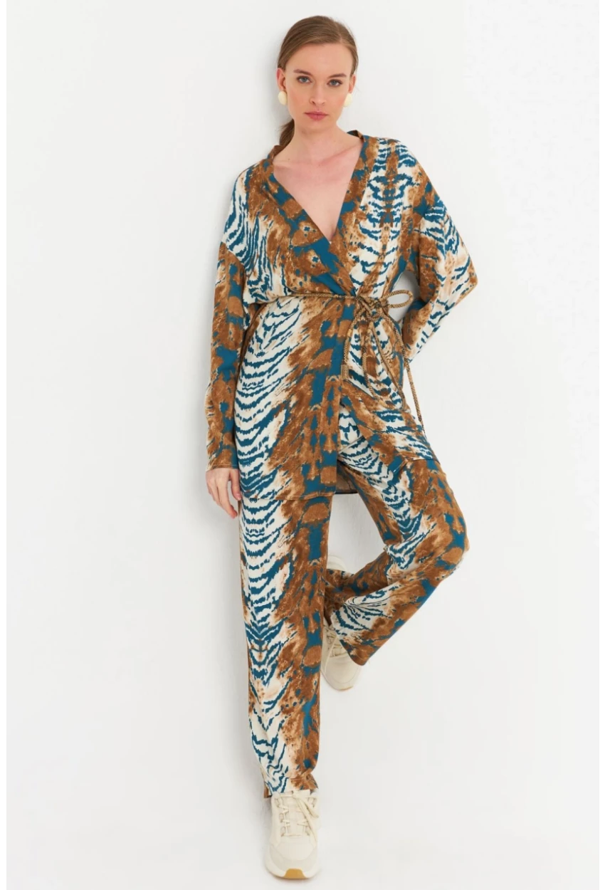 Kadın Ekru-Mavi Alt Üst Takım MGÇ202