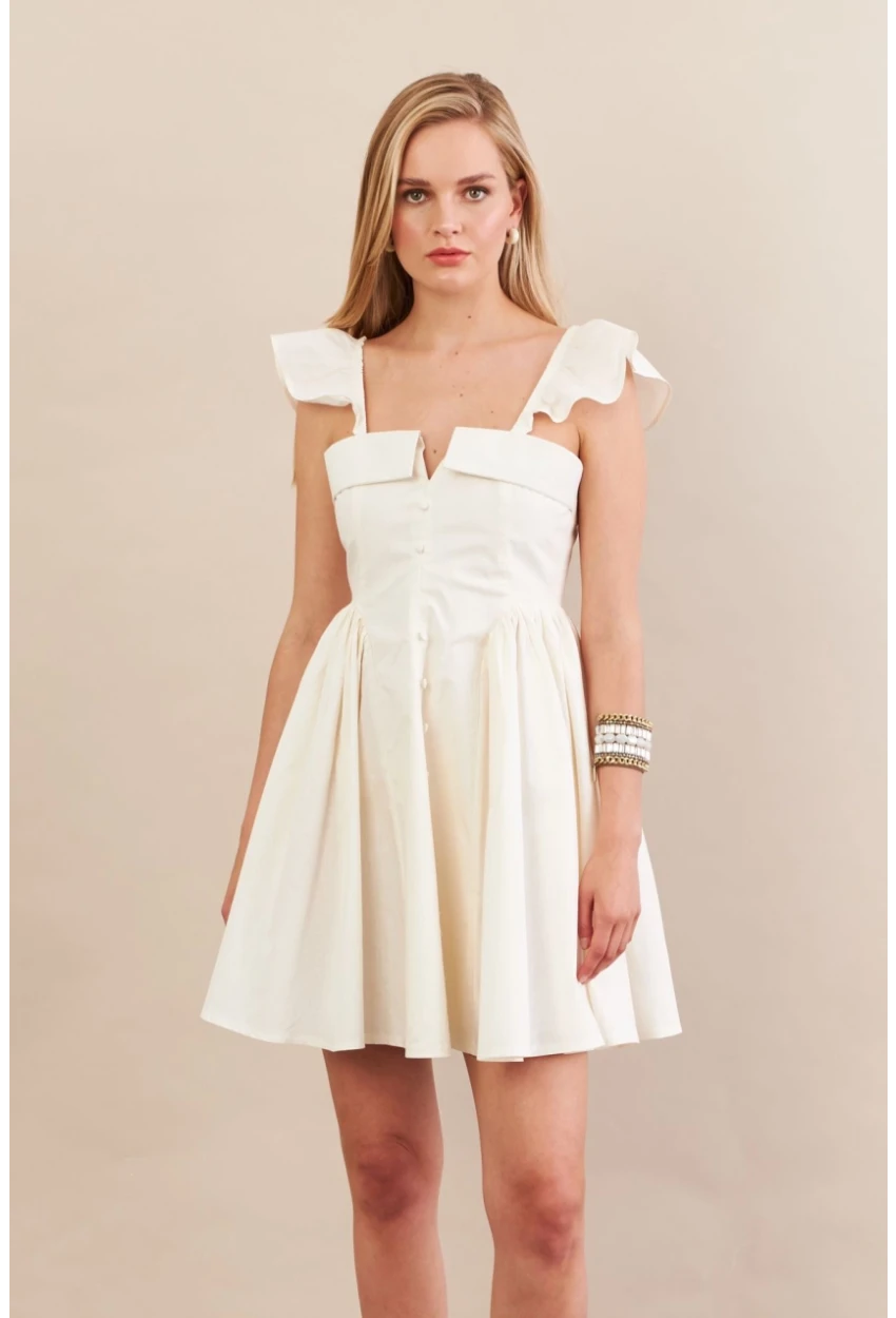 Kadın Ekru Midi Dokuma Elbise PSG1010