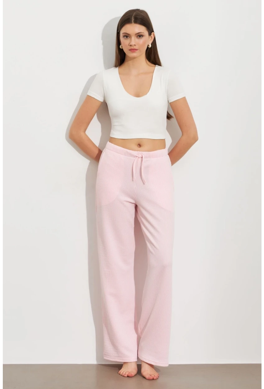 Kadın Ekru-Pembe Çizgili Eşofman Altı ATS80146