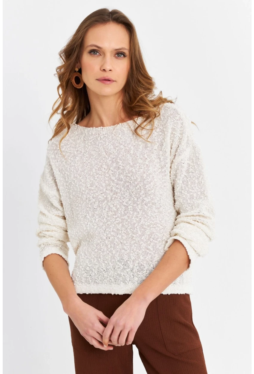 Kadın Ekru Triko Bluz YV322