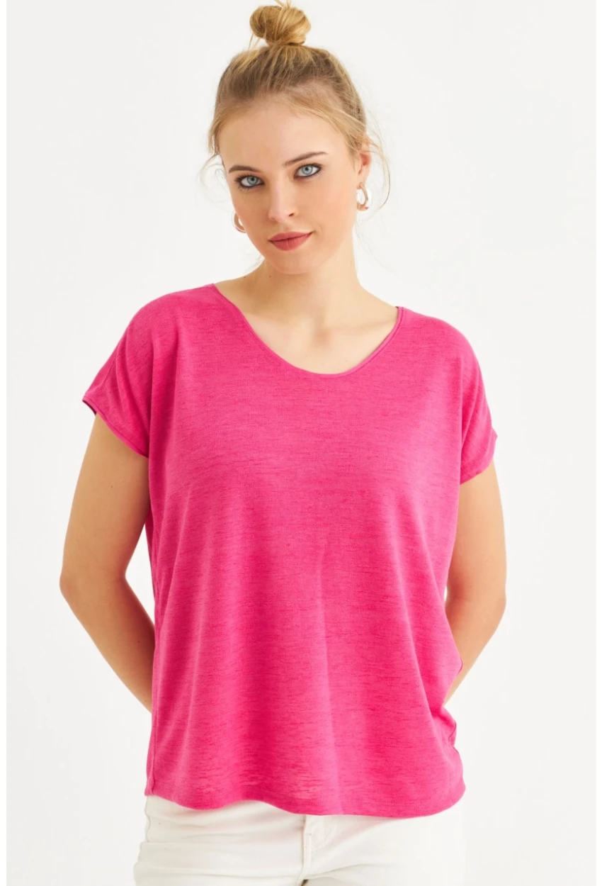 Kadın Fuşya Basic Bluz AYD410