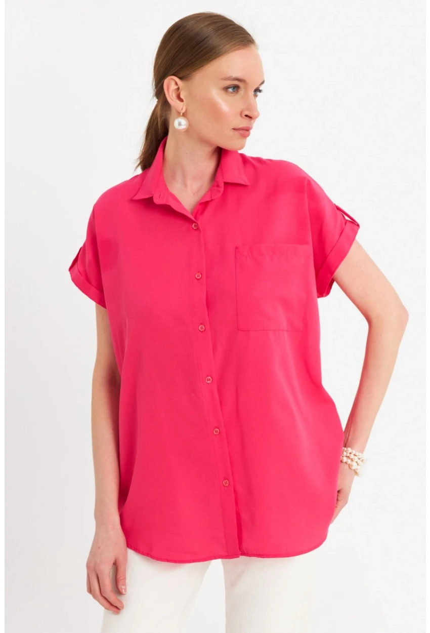 Kadın Fuşya Basic Gömlek MZER427