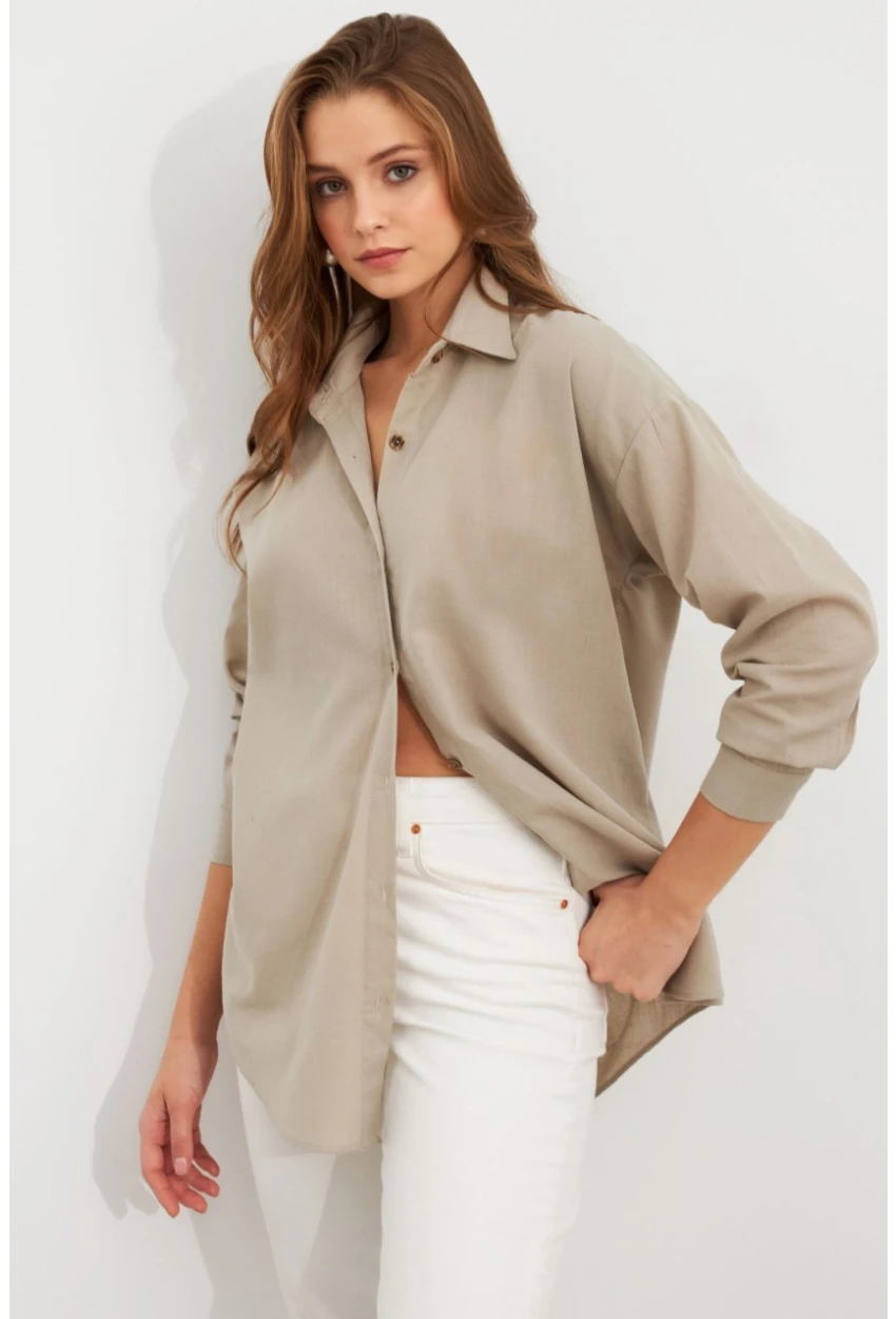 Kadın Gri Gömlek Q1100