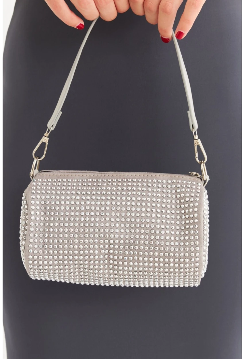 Kadın Gri Silindir Omuz Çantası FİR104