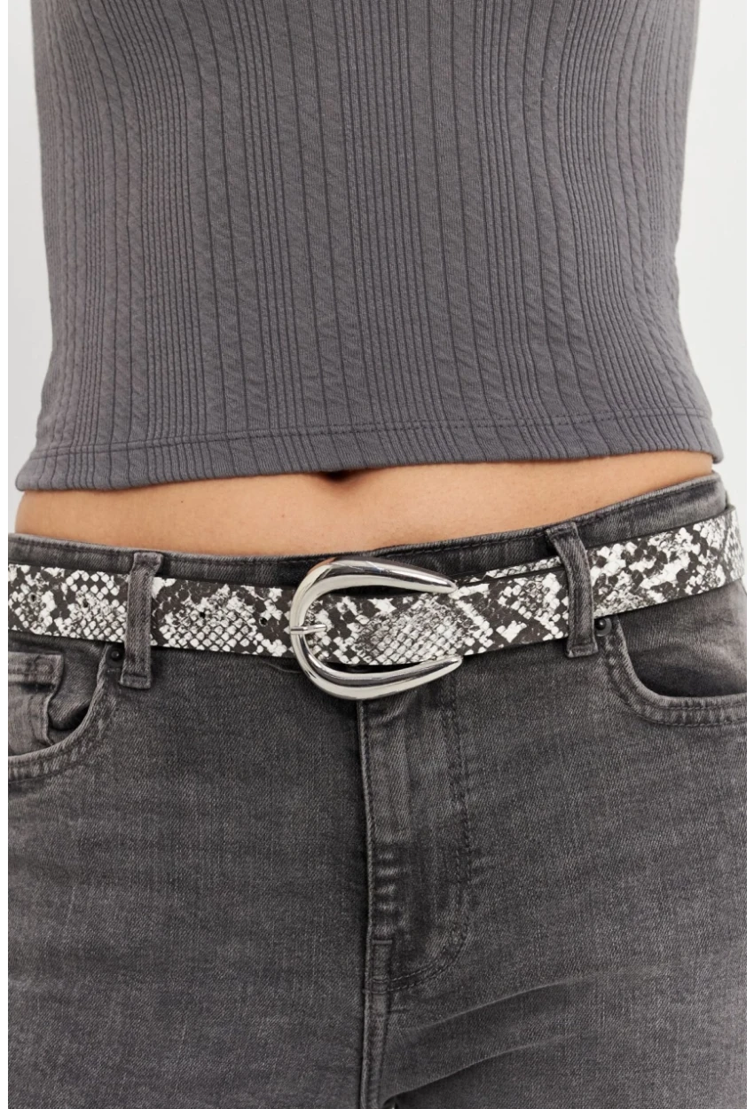 Kadın Gümüş Rengi Desenli Kemer BE710