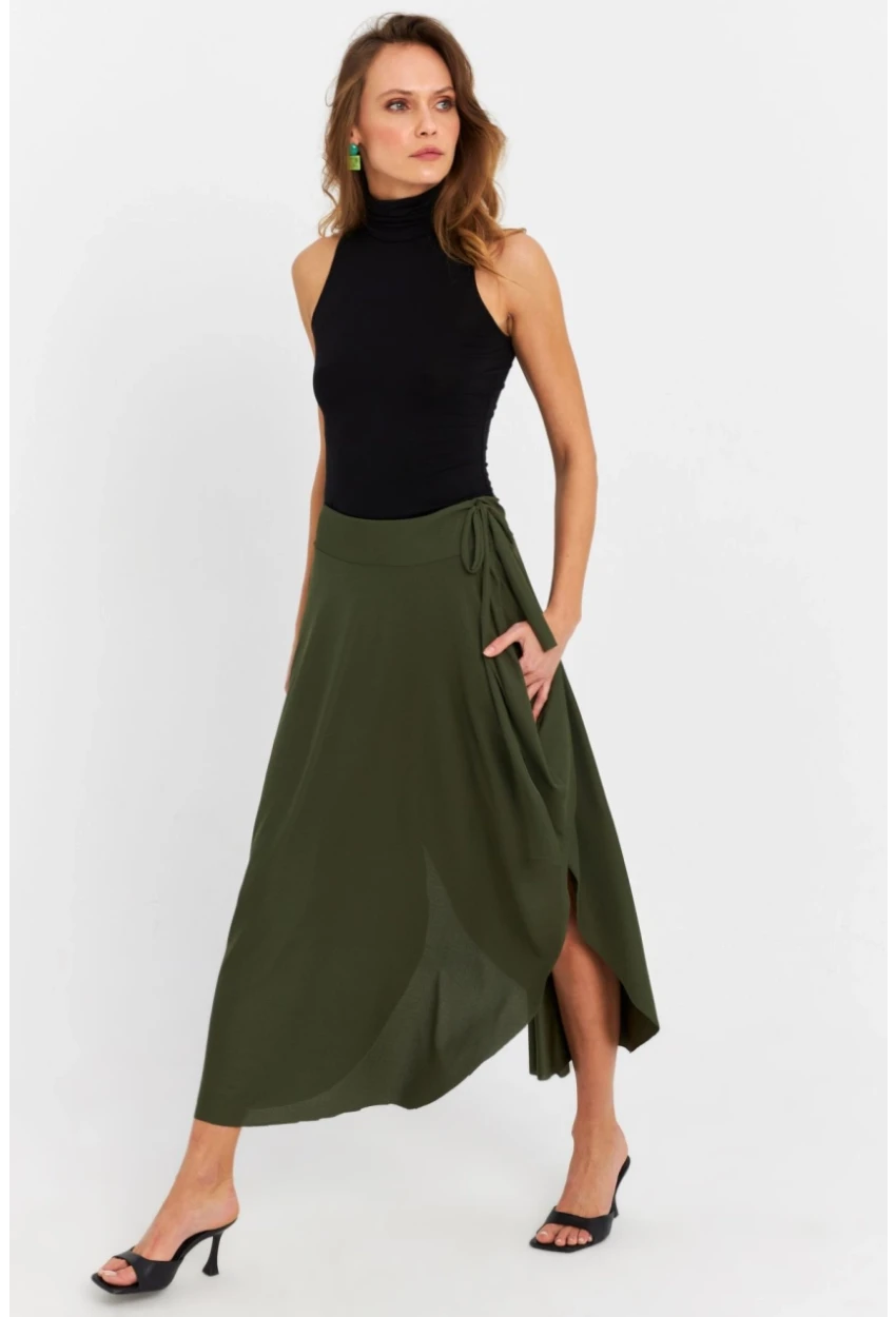 Kadın Haki Asimetrik Etek LV52