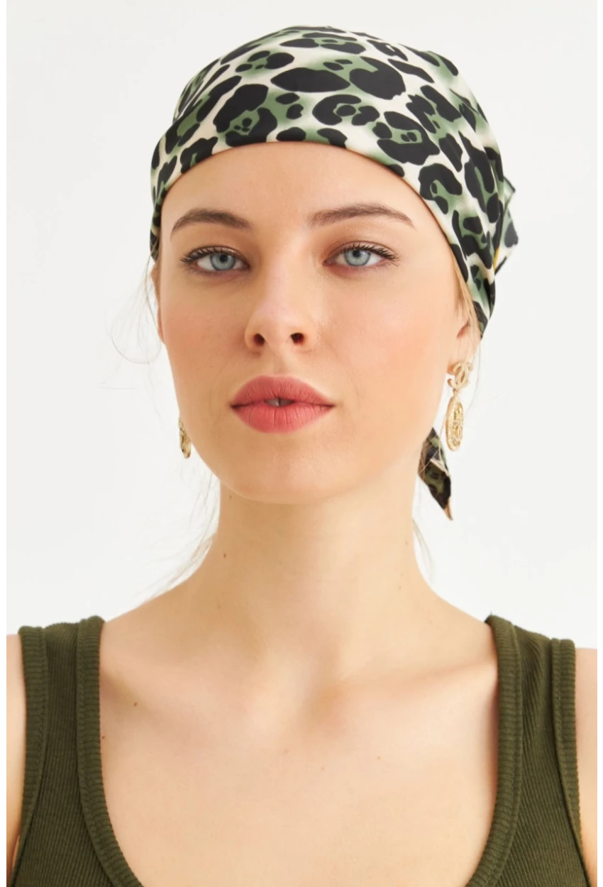 Kadın Haki-Kahve Saten Fular FİR100