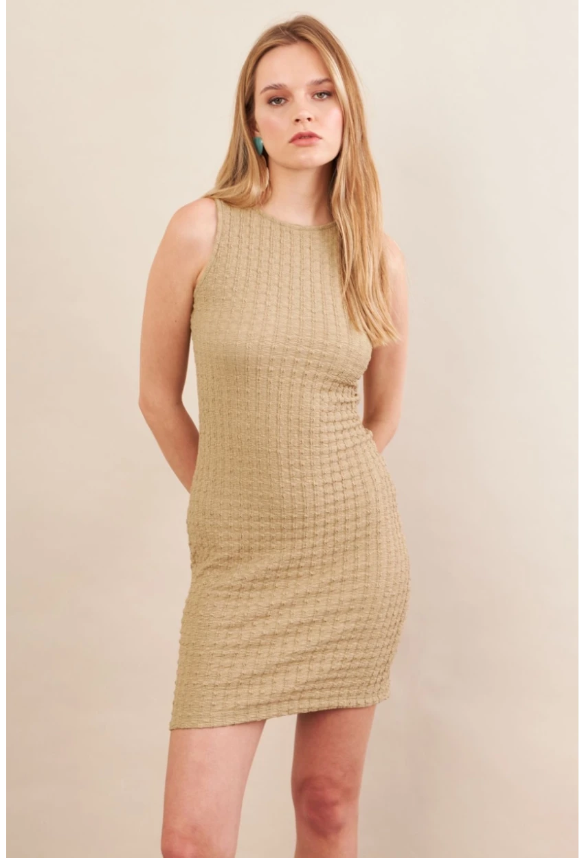 Kadın Haki Rustik Mini Elbise FLU7310
