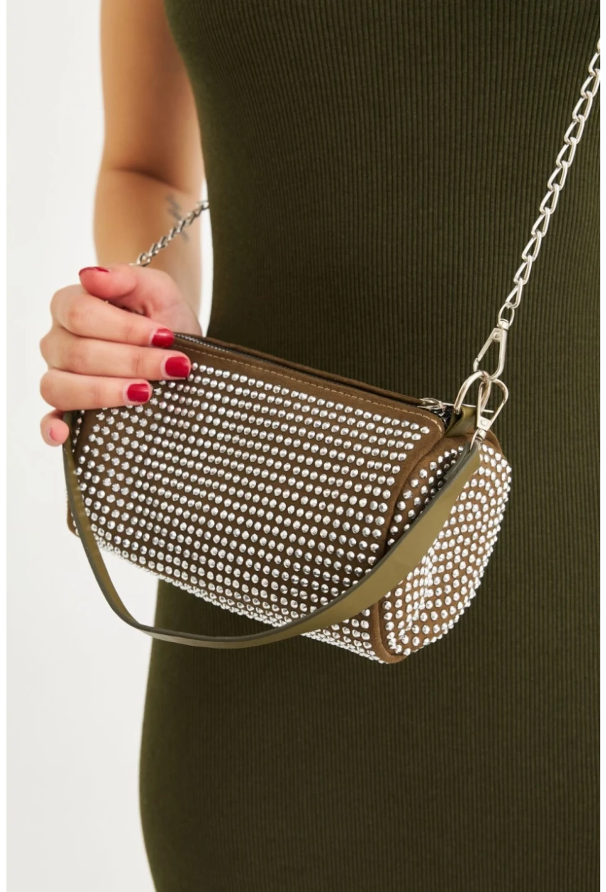 Kadın Haki Silindir Omuz Çantası FİR104