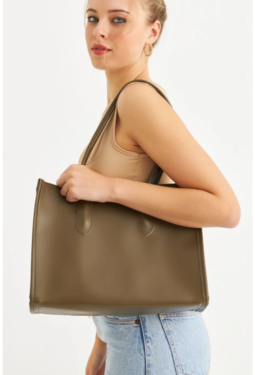Kadın Haki Suni Deri Kol Çantası FİR103