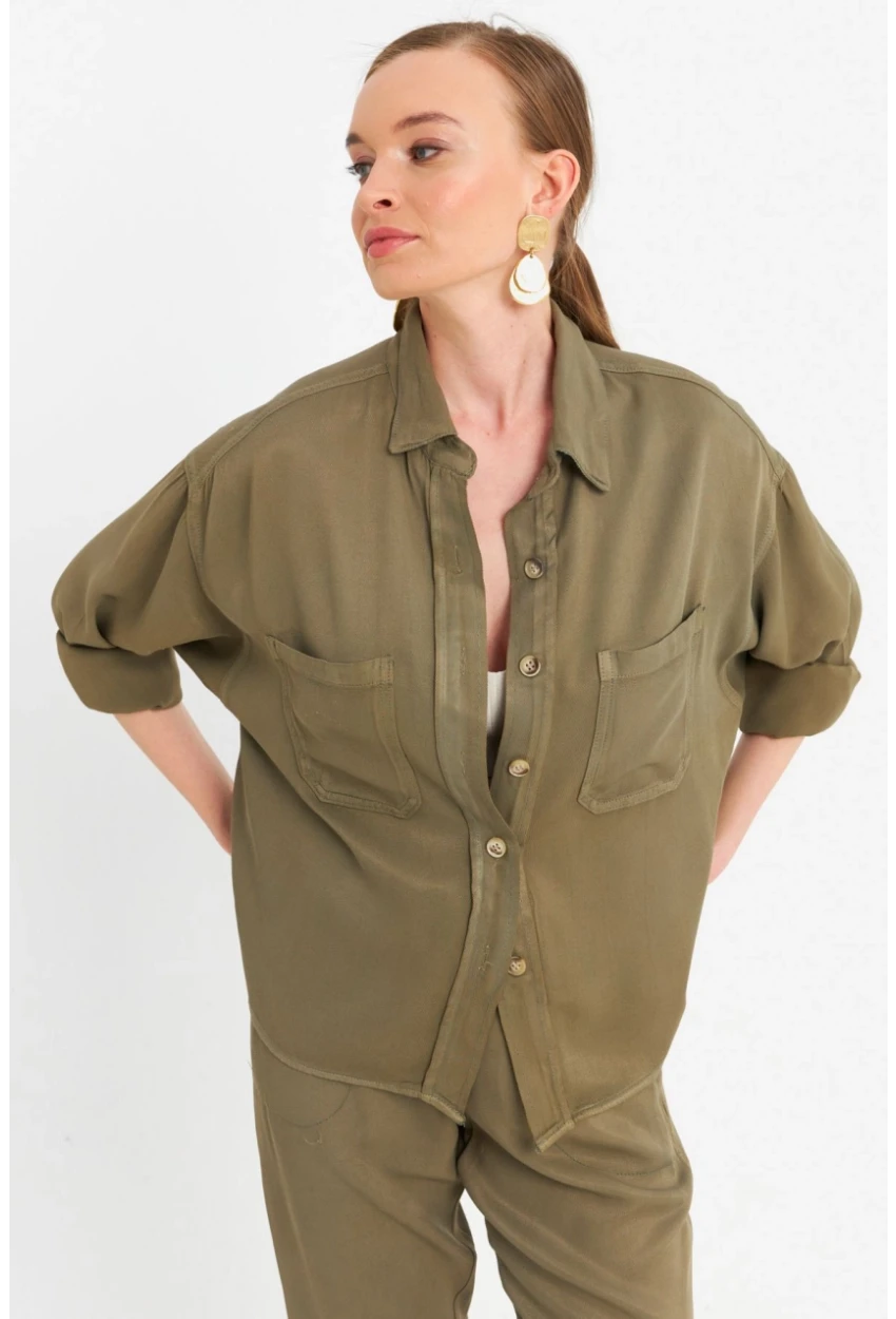 Kadın Haki Tensel Gömlek SUN202