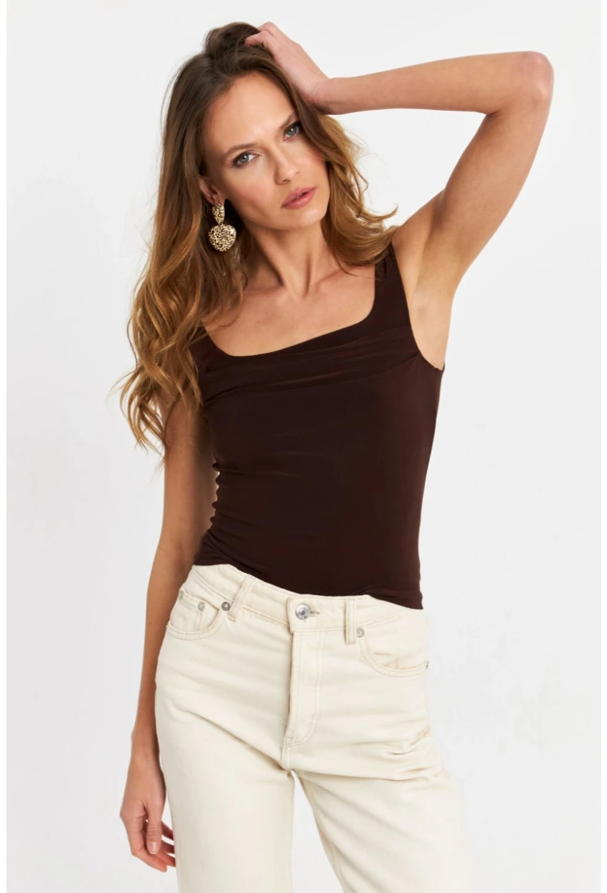 Kadın Kahve Degaje Yaka Askılı Atlet GÇ199