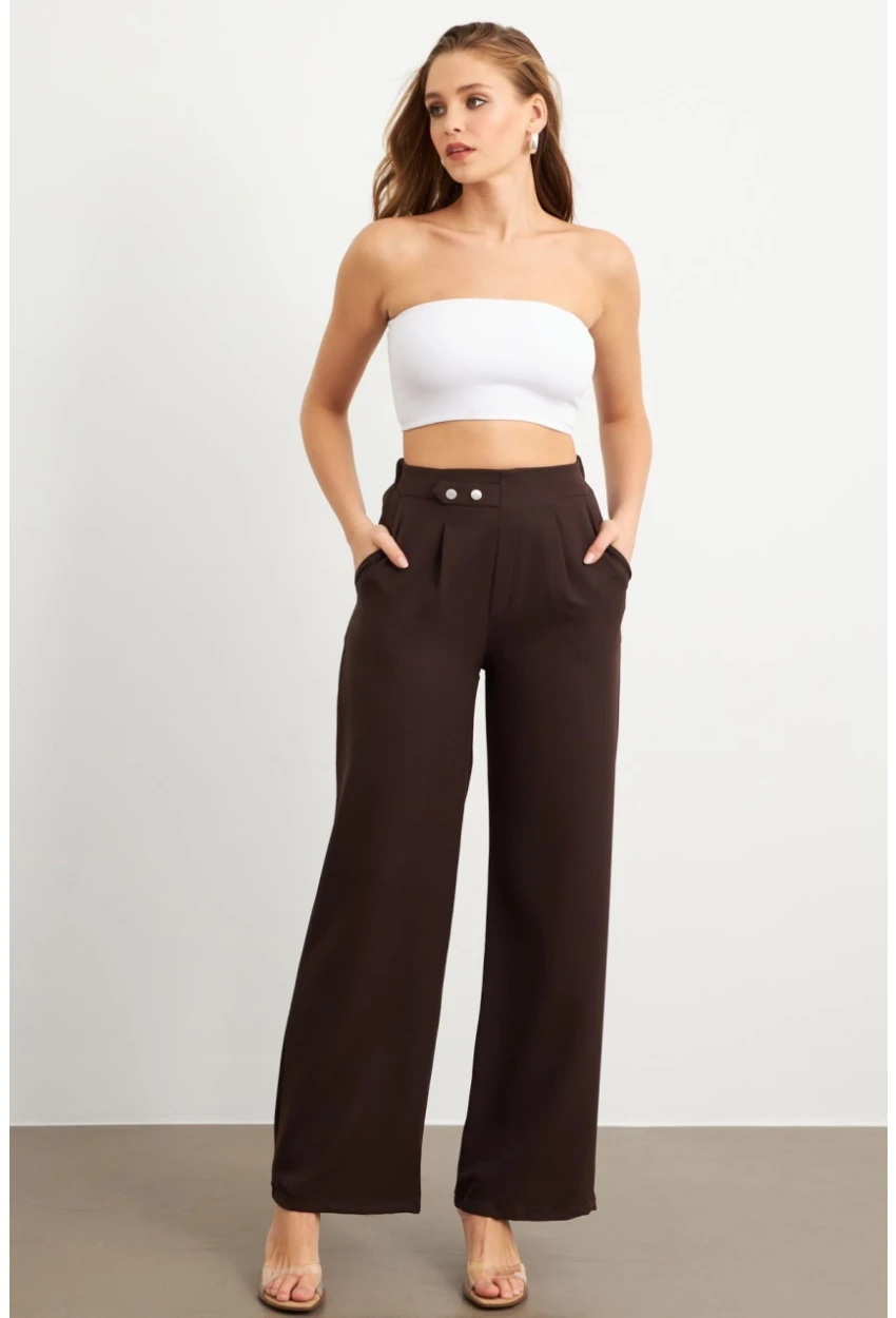 Kadın Kahverengi Cepli Pantolon FLU7250