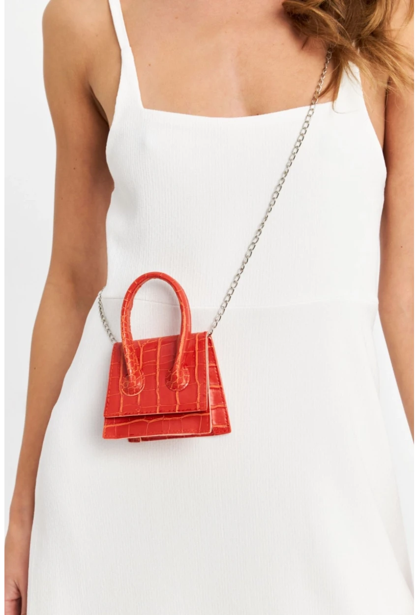 Kadın Kiremit Zincir Askılı Mikro Çanta BE459