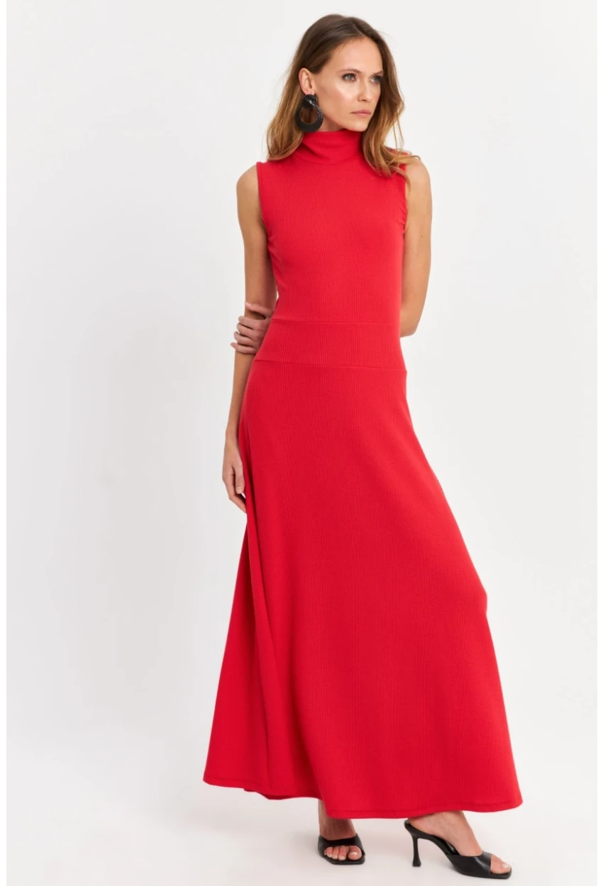 Kadın Kırmızı Basic Maxi Elbise TF29