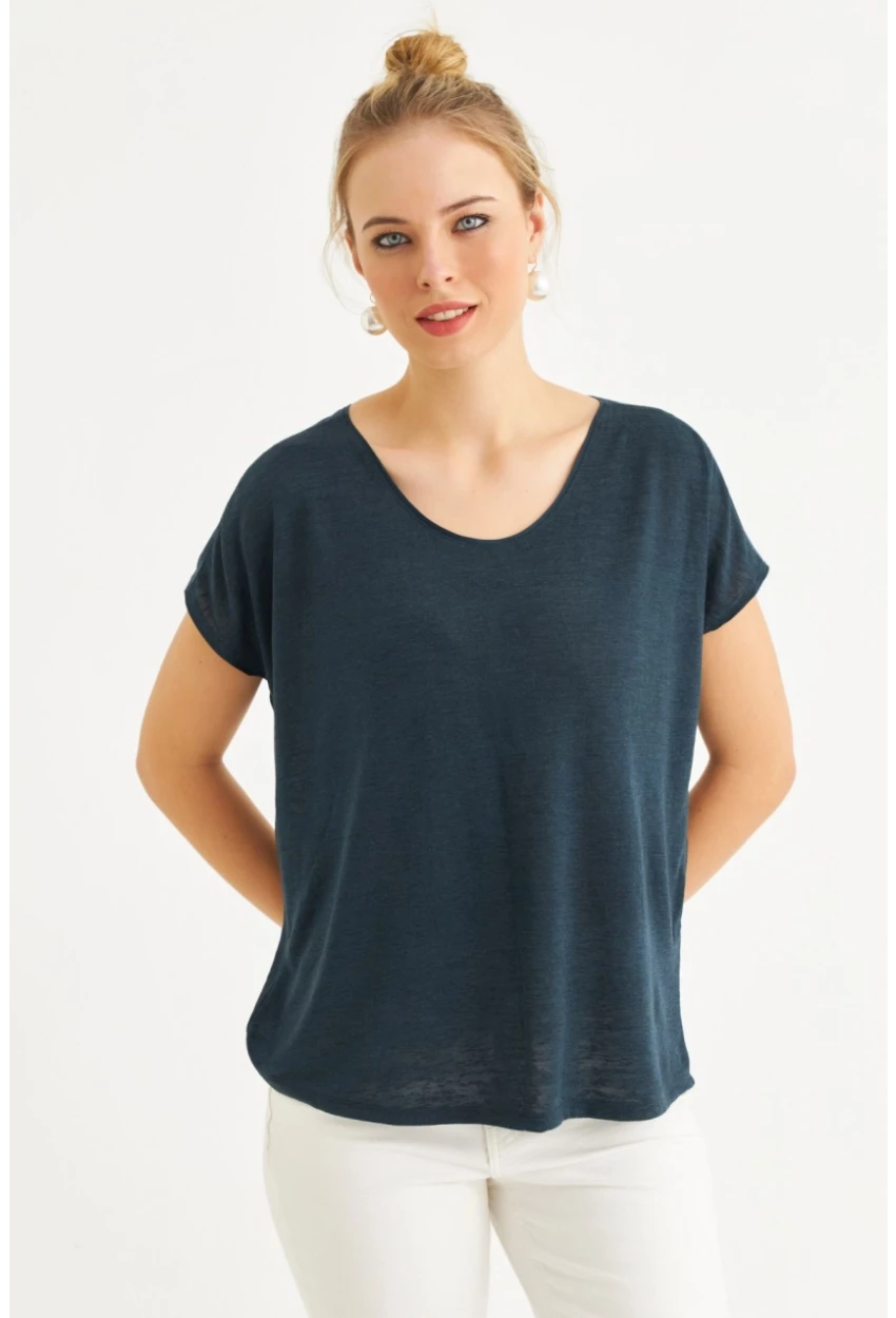 Kadın Lacivert Basic Bluz AYD410