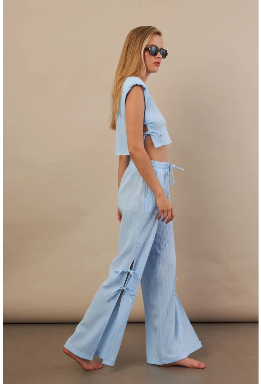 Kadın Mavi Omuzları Vatkalı Alt Üst Takım KED002