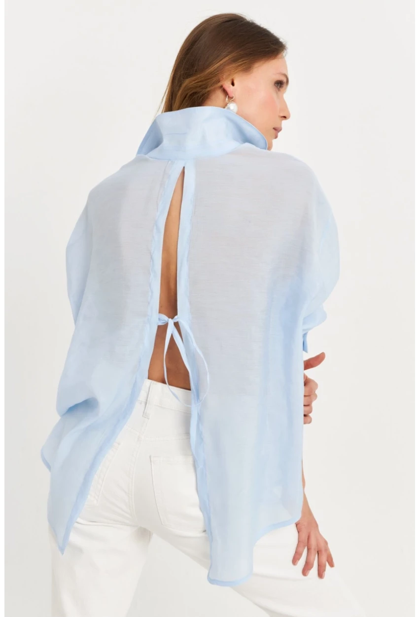 Kadın Mavi Sırtı Açık Gömlek MOD2369