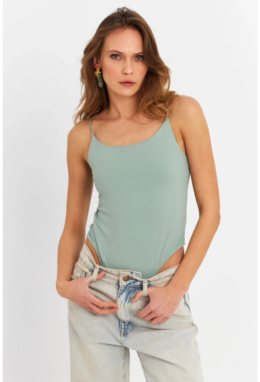 Kadın Mint Çıtçıtlı Body ZH129