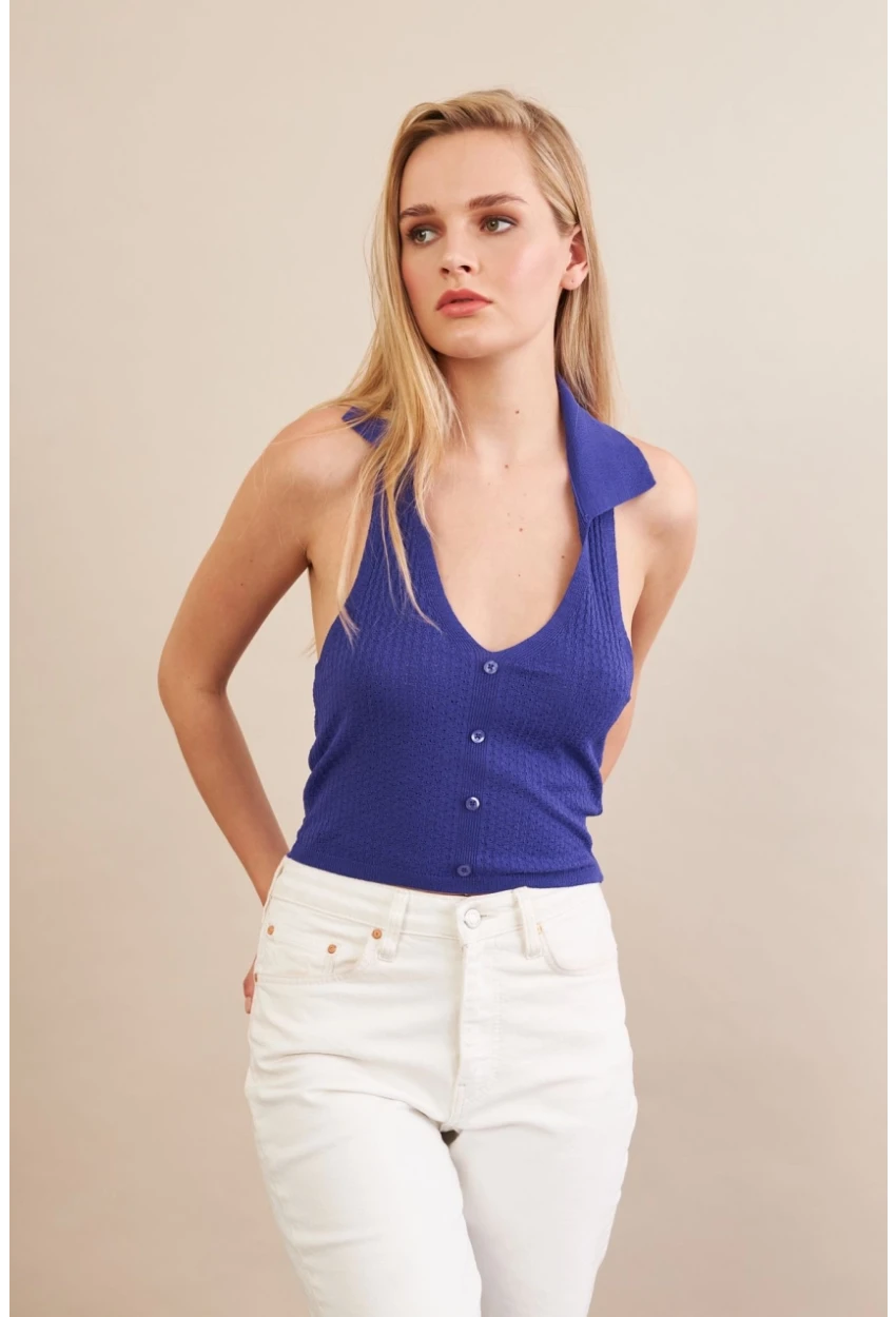 Kadın Mor Sırtı Açık Bluz ZH01-90