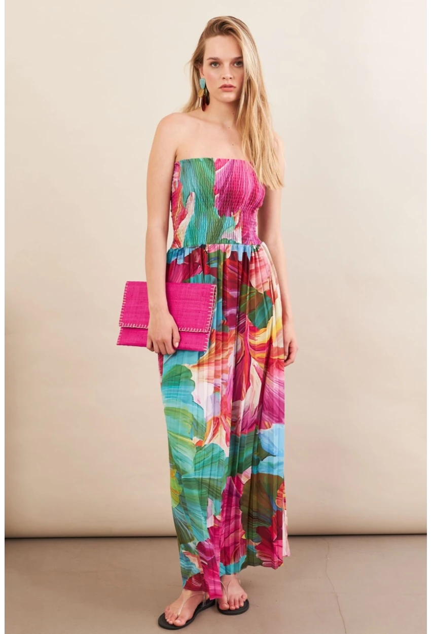 Kadın Multi Straplez Pilise Uzun Elbise MSİ100