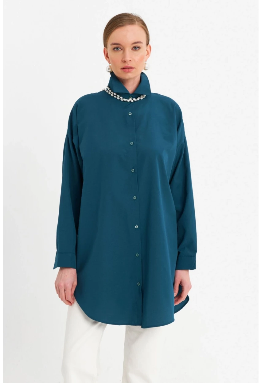 Kadın Petrol Tunik Gömlek MZER428