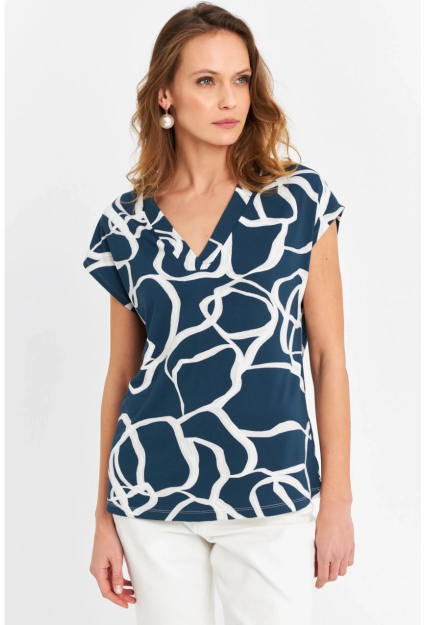 Kadın Petrol V Yaka Salaş Bluz MLPP643