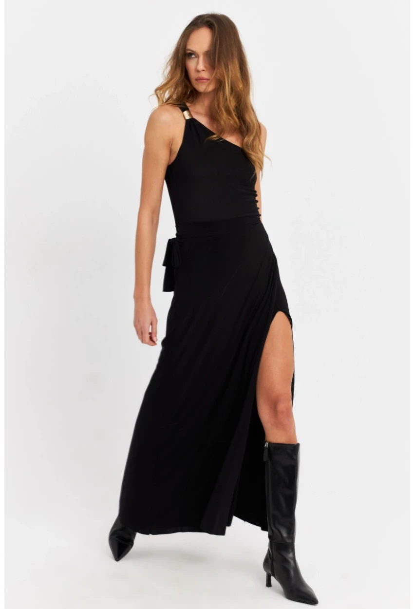 Kadın Siyah Anvelop Etek HOR41