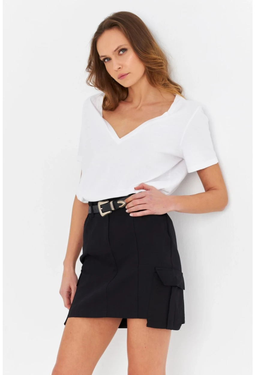 Kadın Siyah Kargo Mini Etek NH798