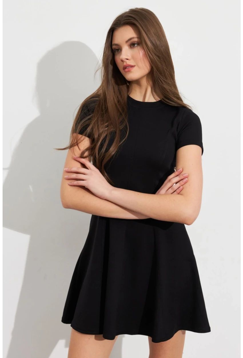 Kadın Siyah Mini Çan Elbise DMR456
