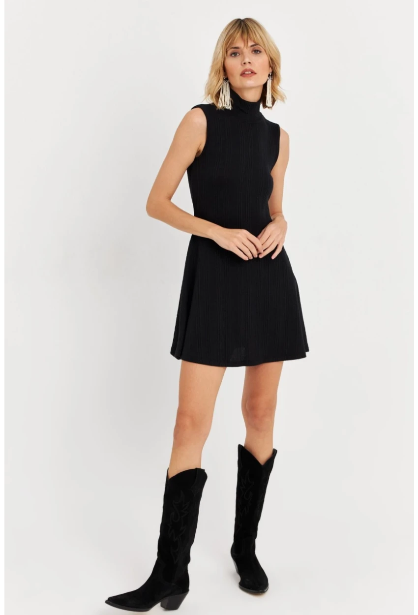 Kadın Siyah Mini Elbise TF66