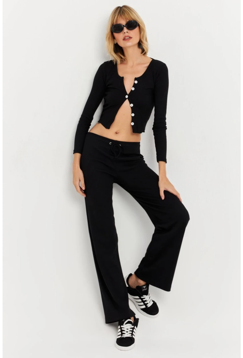 Kadın Siyah Palazzo Eşofman Altı ALB6011