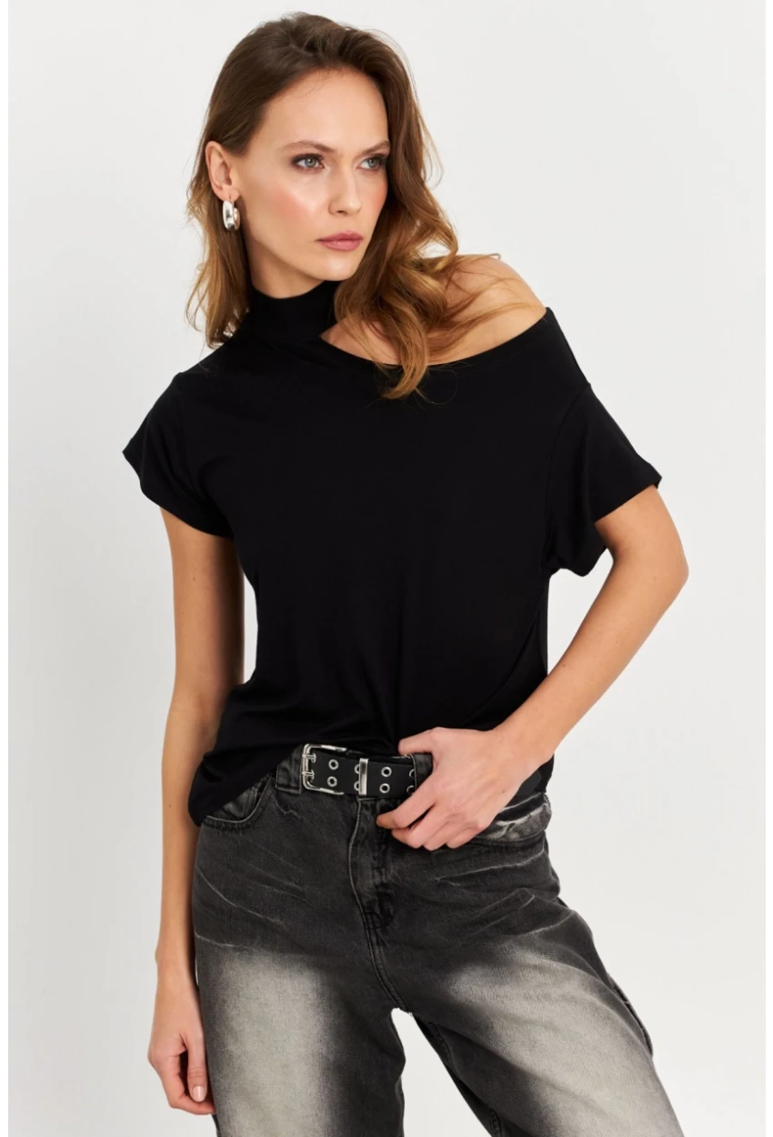 Kadın Siyah Tek Omuz Açık Bluz LPP1300