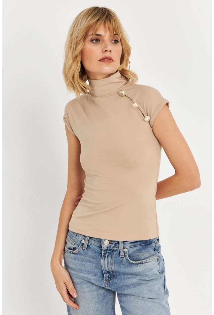 Kadın Taş Düğme Detaylı Bluz EY3027