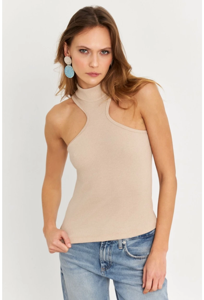 Kadın Taş Halter Yaka Kaşkorse Bluz EY1454