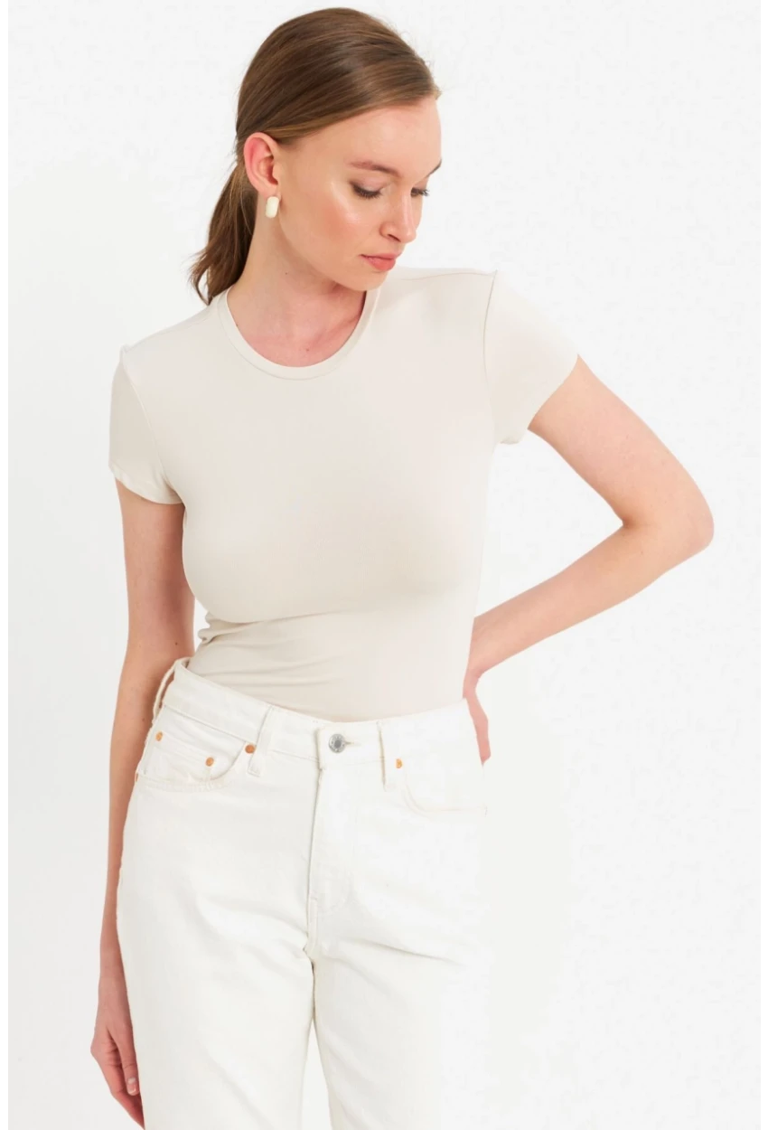 Kadın Vanilya Basic T-Shirt FLS07