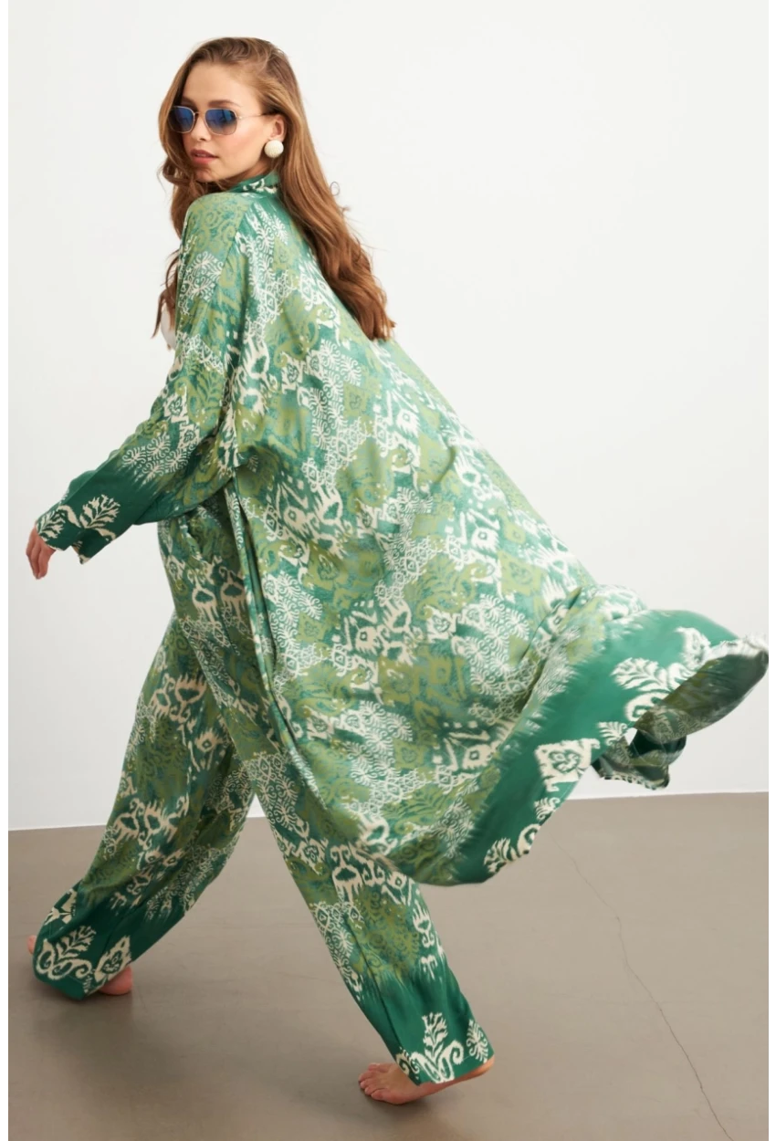 Kadın Yeşil Kaftan Takım Sİ159