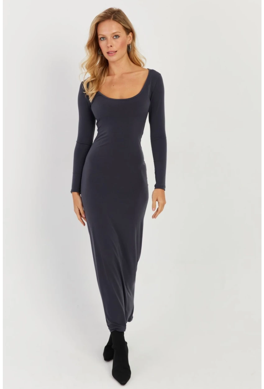 Kadın Antrasit Maxi Elbise MEN2008