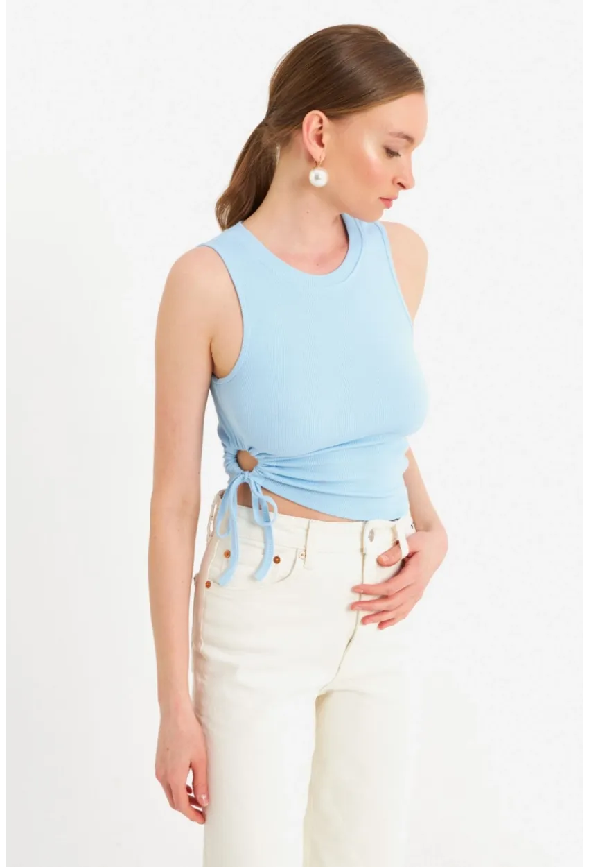 Kadın Bebe Mavi Yanı Büzülebilir Basic Bluz RSP329