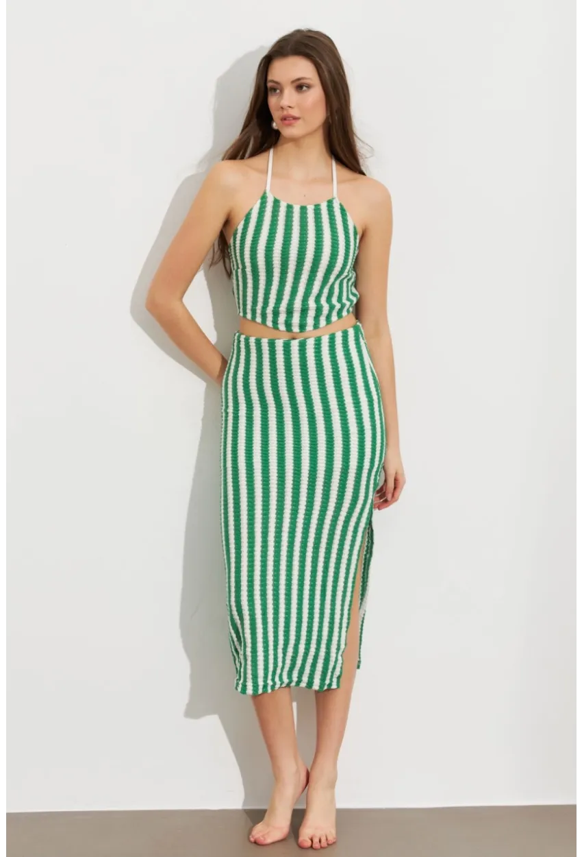 Kadın Benetton-Yeşil Etekli Triko Takım ROP108