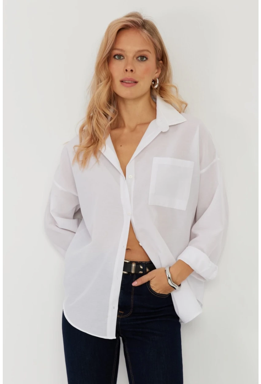 Kadın Beyaz Basic Gömlek ZER403