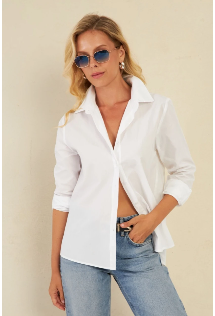 Kadın Beyaz Basic Gömlek ZER411
