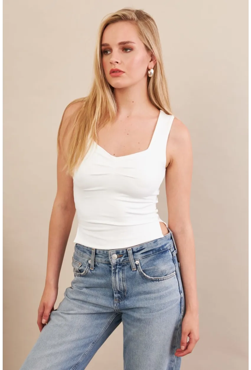 Kadın Beyaz Büzgülü Bluz FLU325