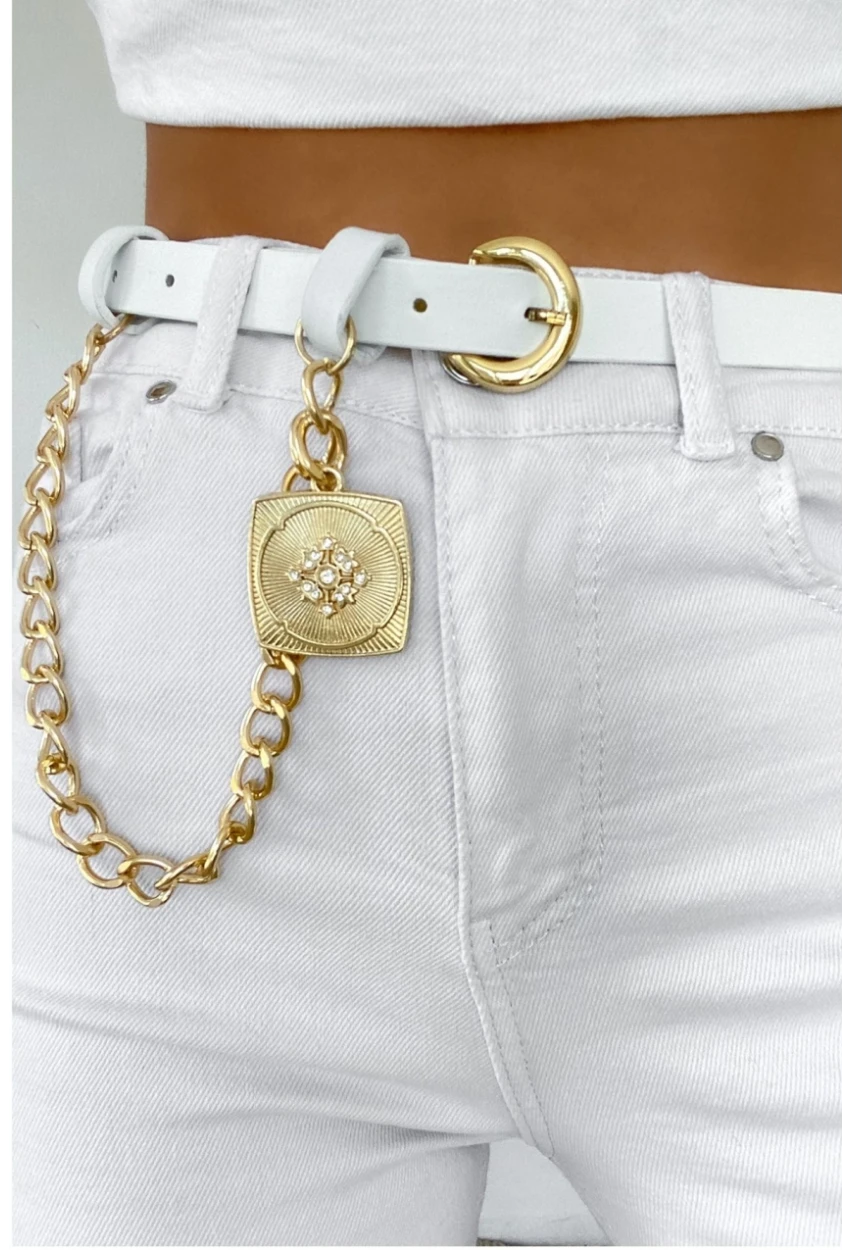 Kadın Beyaz Köstek Detaylı Kemer BE649