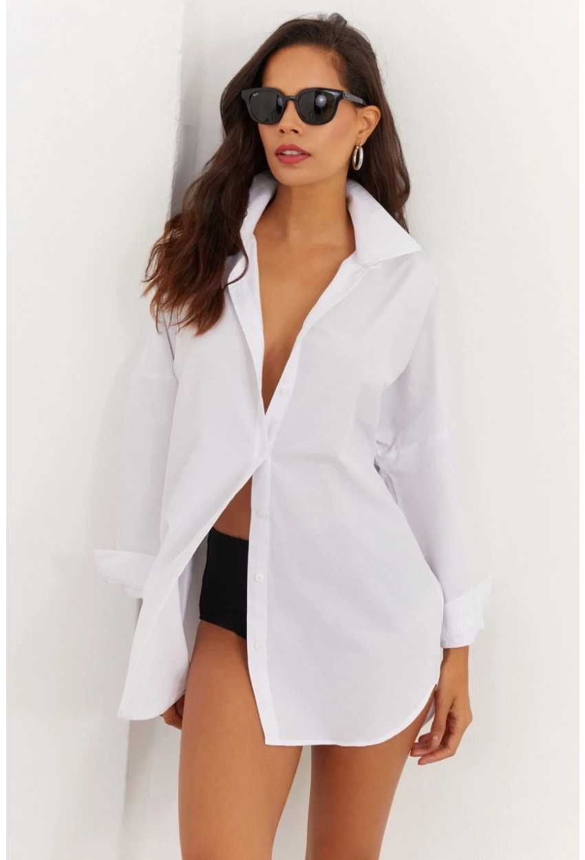 Kadın Beyaz Salaş Gömlek SF2132